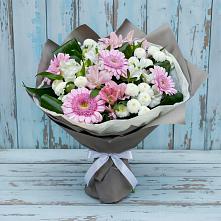 Букет цветов из:  Герберы, Альстромерии и Хризантемы в Апастово
