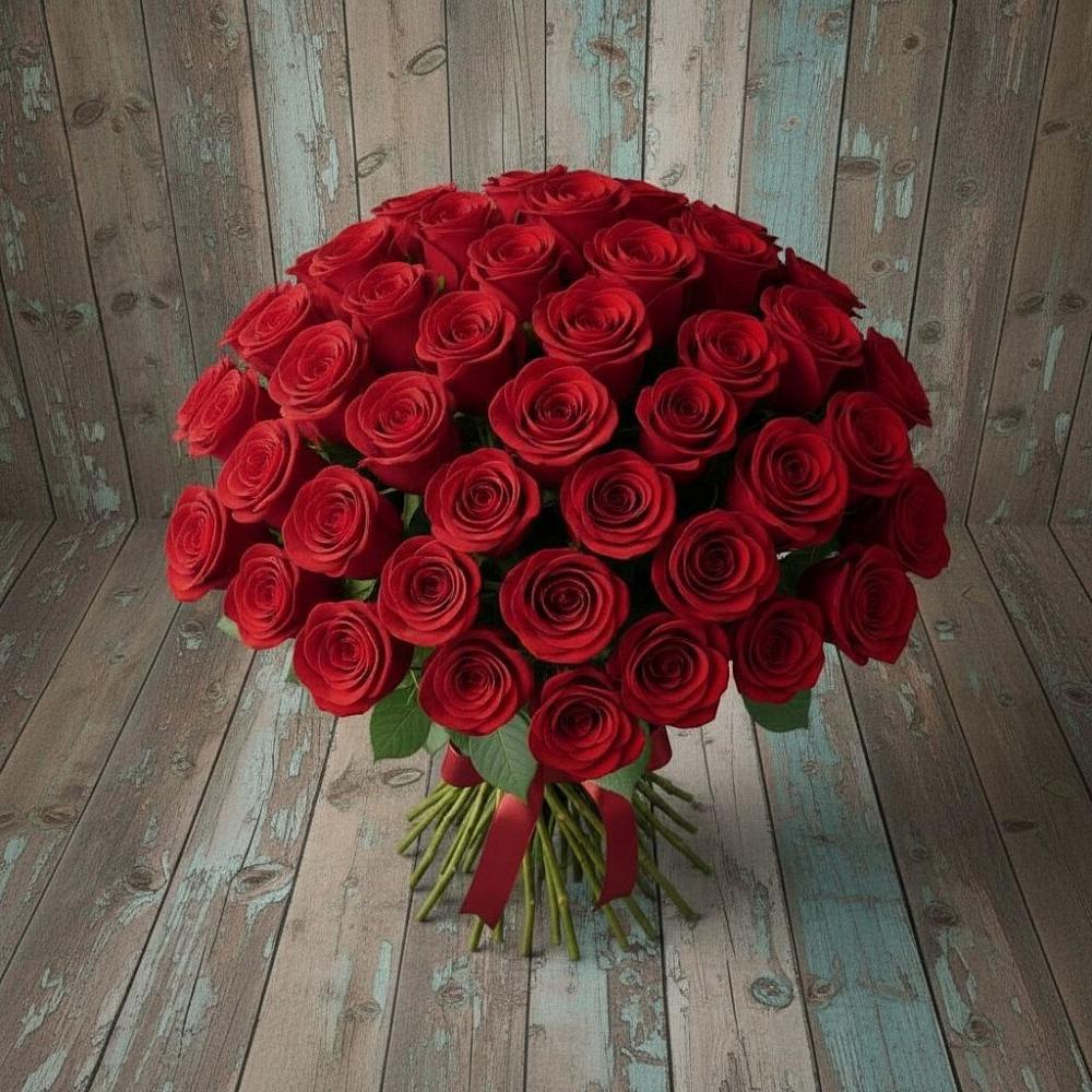 Букет 55 Красных роз Фридом в Апастово