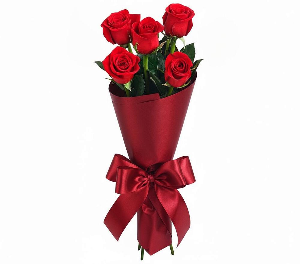 Букет 5 Красных роз Эдлесс Лав в Апастово