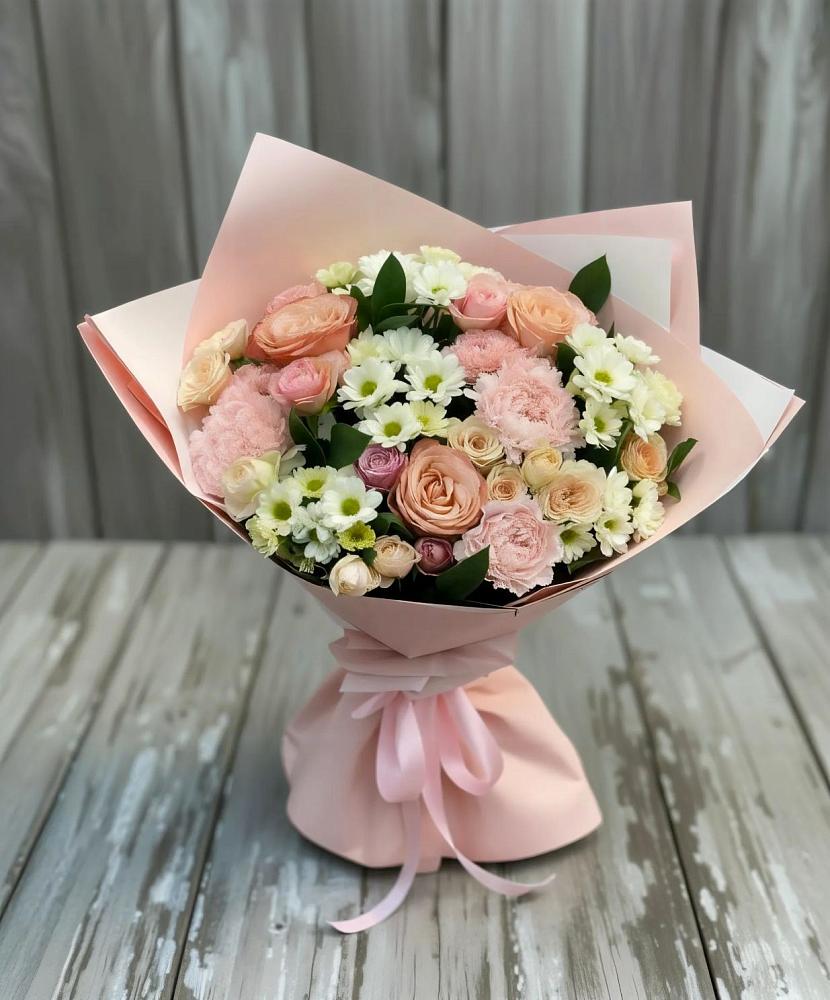 Букет цветов из: Гвоздики, Розы и Хризантемы в Апастово