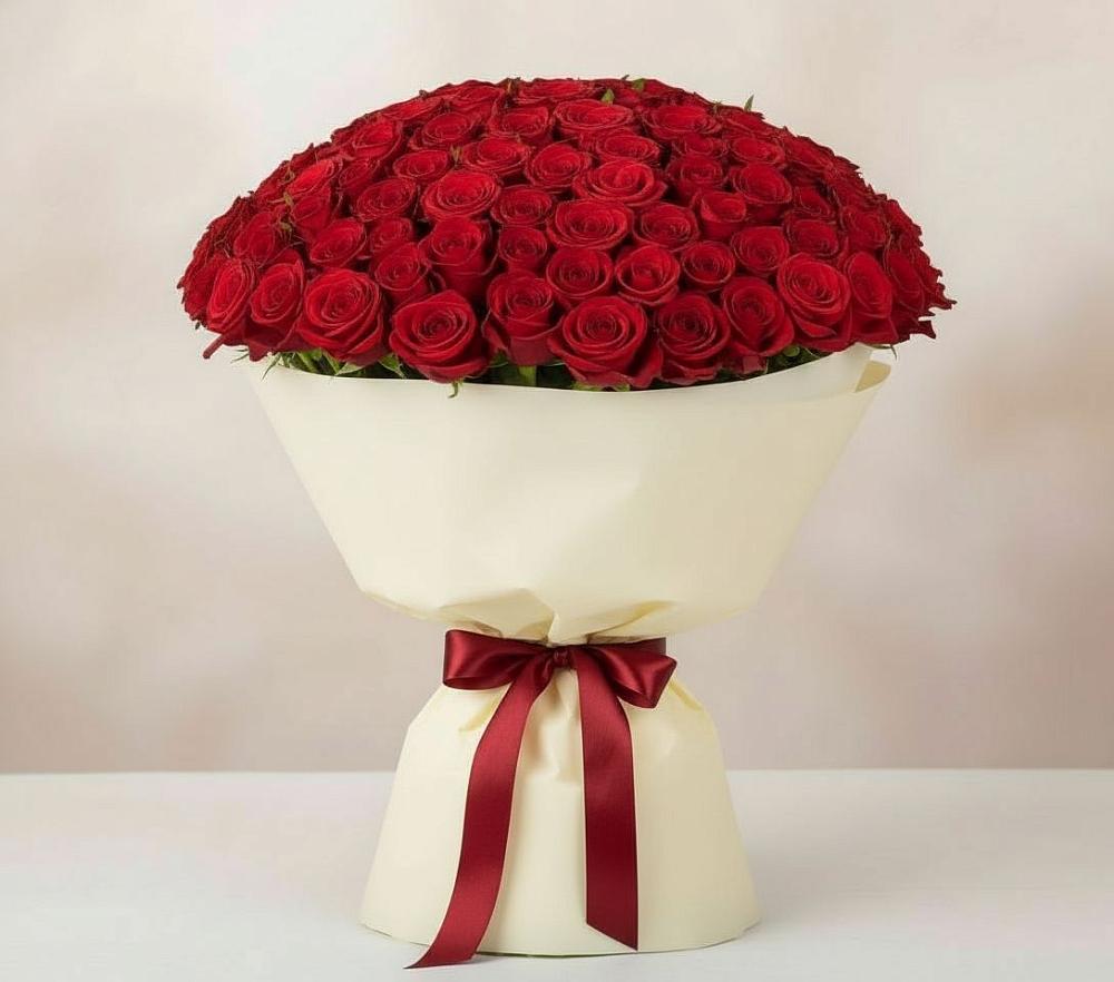 Букет 101 Красная роза Милано в Апастово