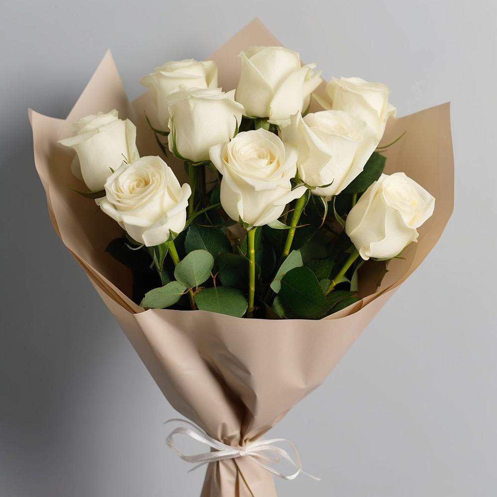 Букет 9 Белых роз Эдлесс Лав в Апастово