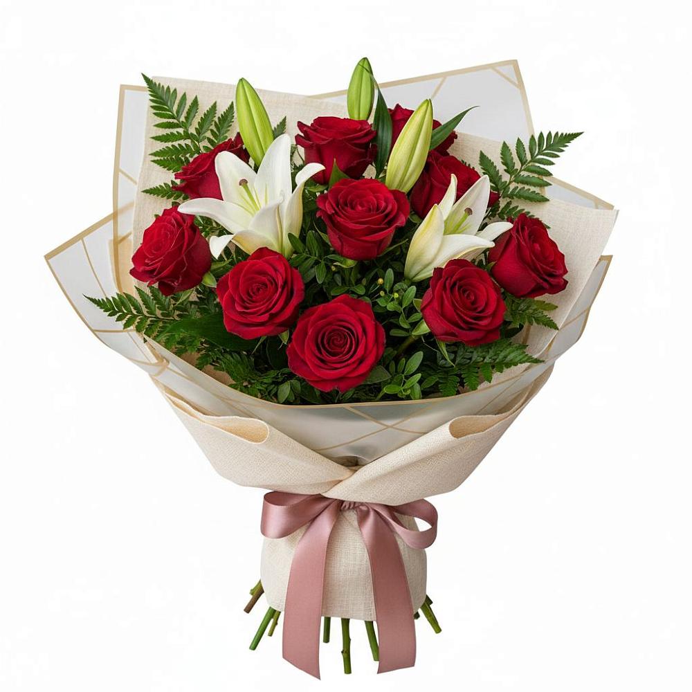 Букет цветов из: Лилии и Розы в Апастово