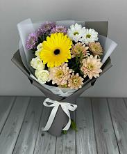 Букет цветов из:  Розы, Герберы и Хризантемы в Апастово