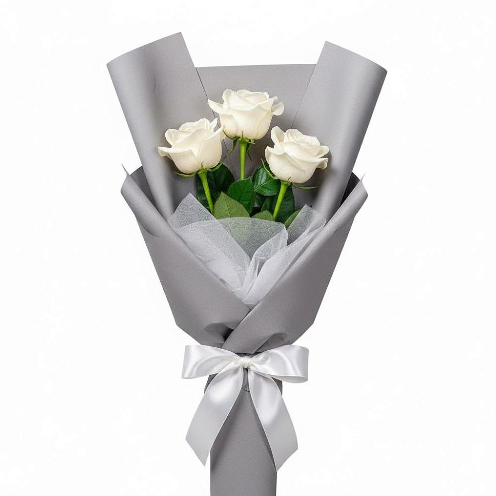 Букет 3 белые розы в Апастово