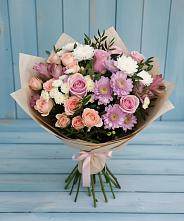 Букет цветов из:  Хризантемы, Розы и Альстромерии #REPLACE_PRED# Апастово